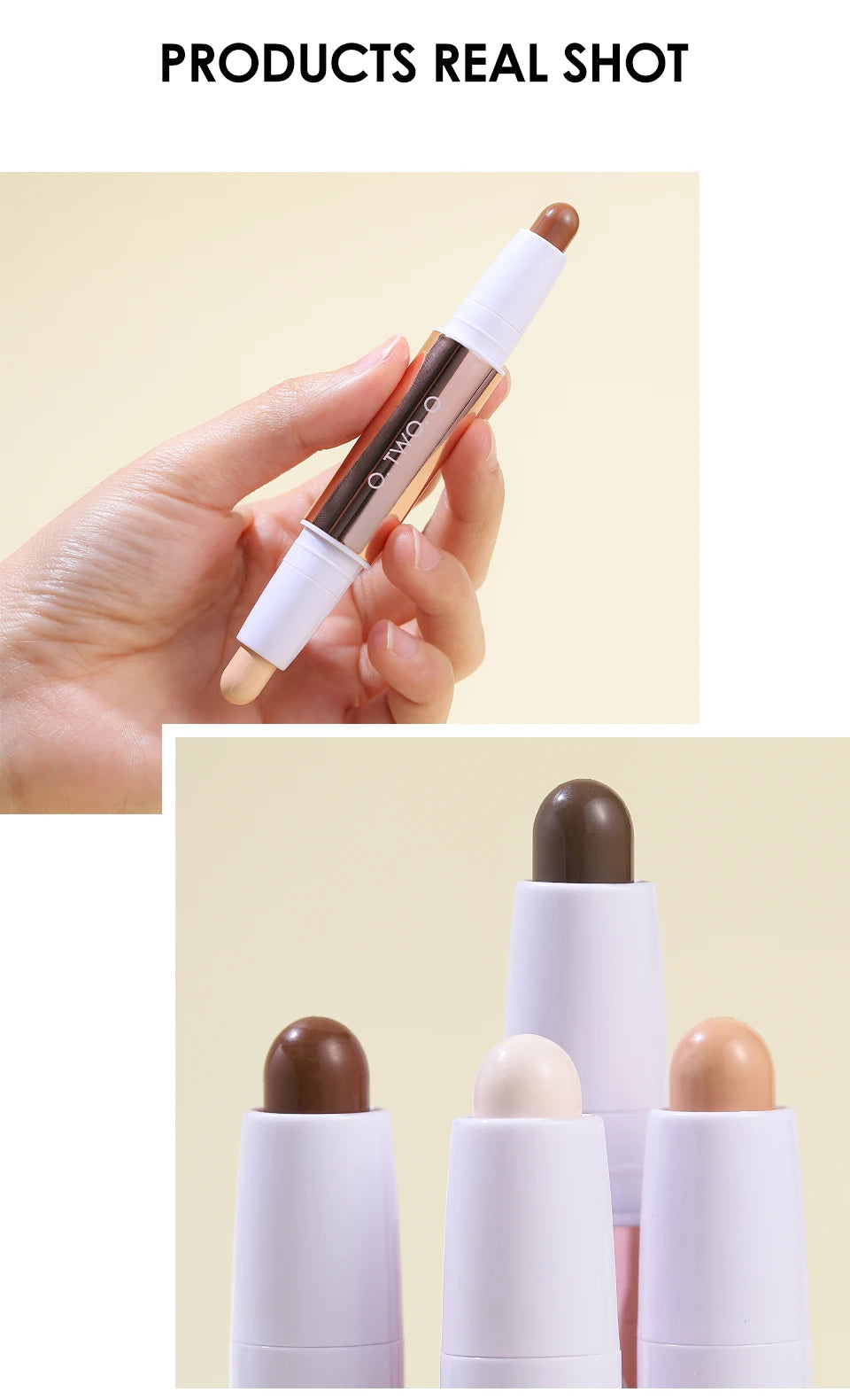 O.TWO.O Double Head Contour & Highlight Stick — Sculpt, Define & Brighten in One