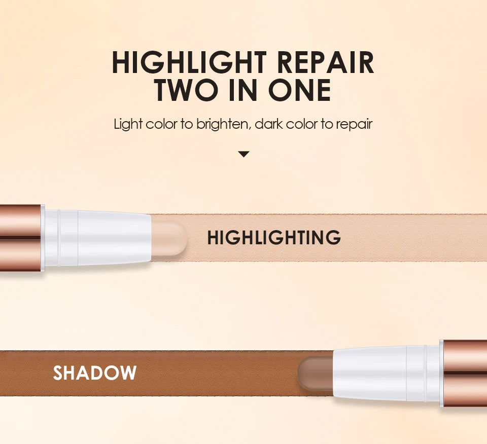 O.TWO.O Double Head Contour & Highlight Stick — Sculpt, Define & Brighten in One