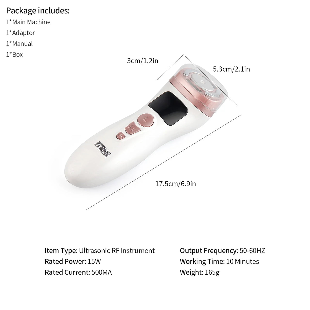 Mini HIFU Facial Lifting Device — RF, EMS & Ultrasonic Skin Tightening for Face, Chin, Neck & Eyes