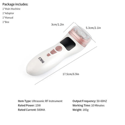Mini HIFU Facial Lifting Device — RF, EMS & Ultrasonic Skin Tightening for Face, Chin, Neck & Eyes
