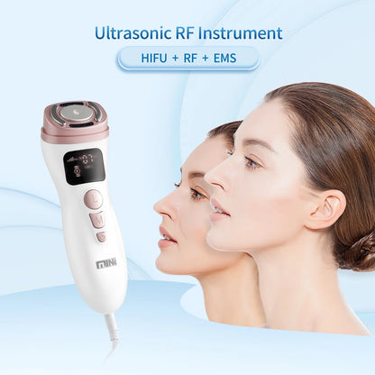 Mini HIFU Facial Lifting Device — RF, EMS & Ultrasonic Skin Tightening for Face, Chin, Neck & Eyes