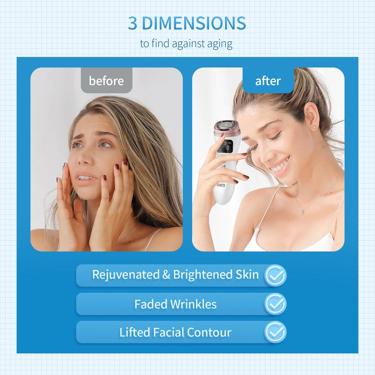 Mini HIFU Facial Lifting Device — RF, EMS & Ultrasonic Skin Tightening for Face, Chin, Neck & Eyes