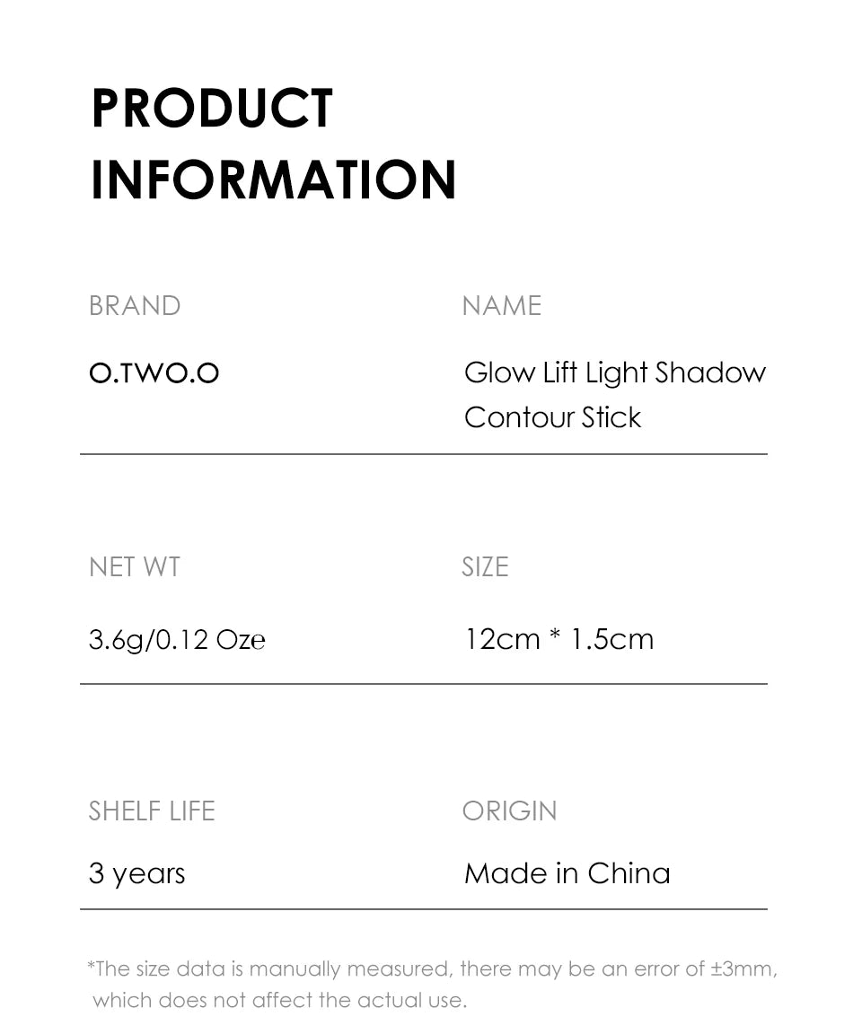 O.TWO.O Double Head Contour & Highlight Stick — Sculpt, Define & Brighten in One