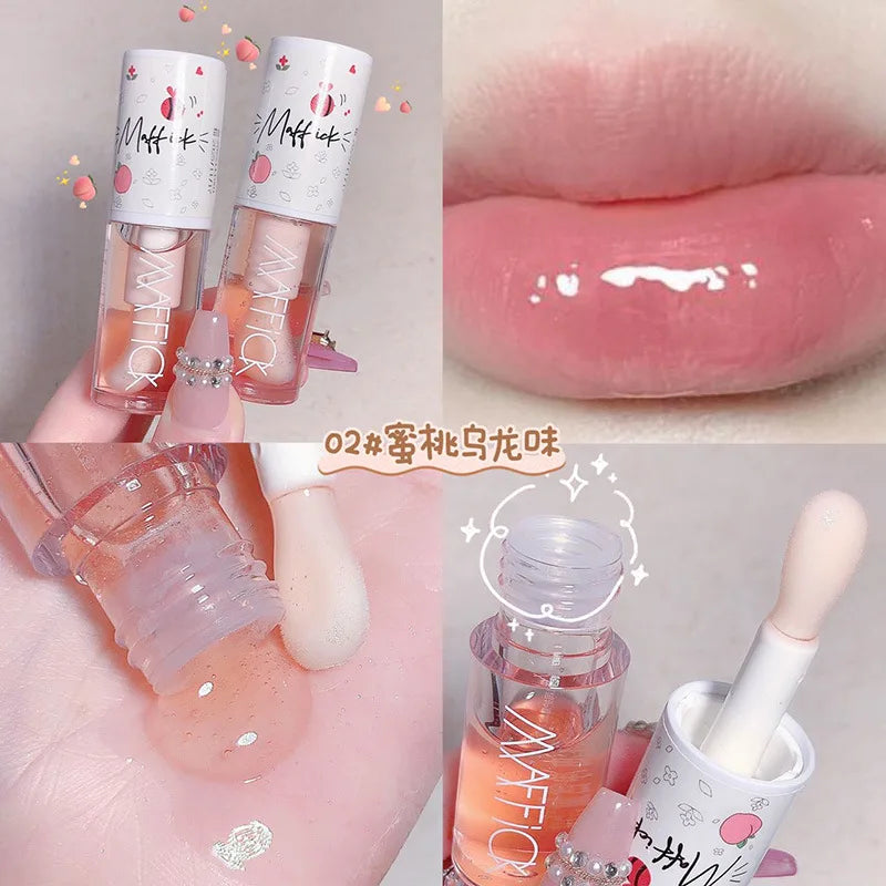 Korean Jelly Lip Gloss — Moisturising Tint with Big Lip Brush