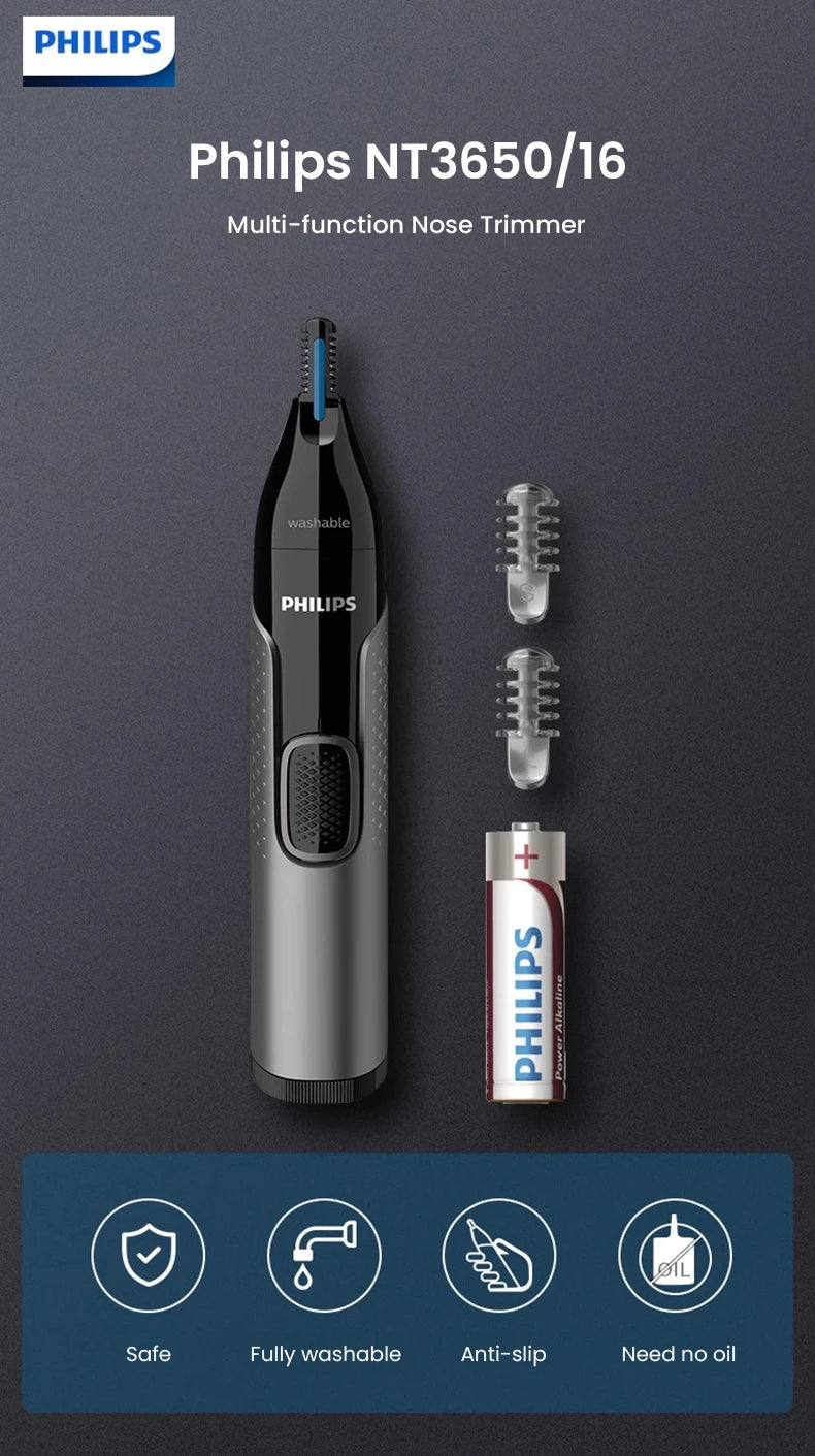 Philips Nose Hair Trimmer NT3650/16 — Painless, Washable & Precise Grooming for Men & Women