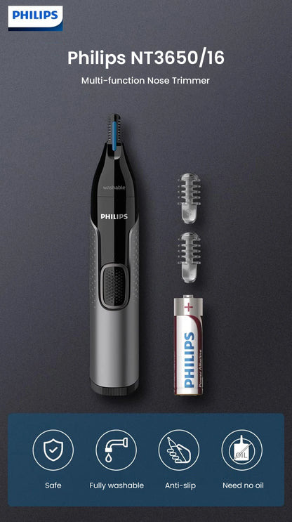 Philips Nose Hair Trimmer NT3650/16 — Painless, Washable & Precise Grooming for Men & Women