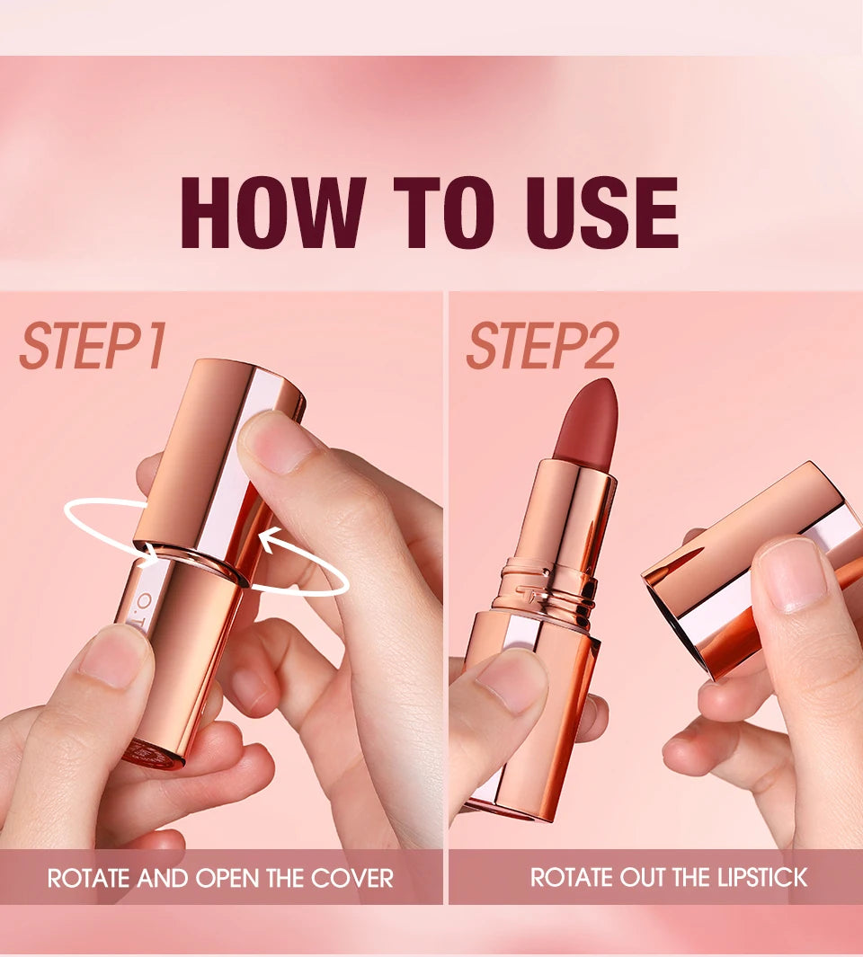 O.TWO.O Matte Lipstick — 24H Waterproof, Non-Stick & Velvet Finish in 8 Shades
