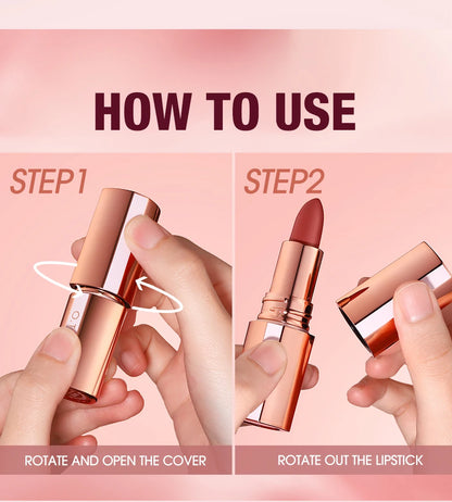 O.TWO.O Matte Lipstick — 24H Waterproof, Non-Stick & Velvet Finish in 8 Shades