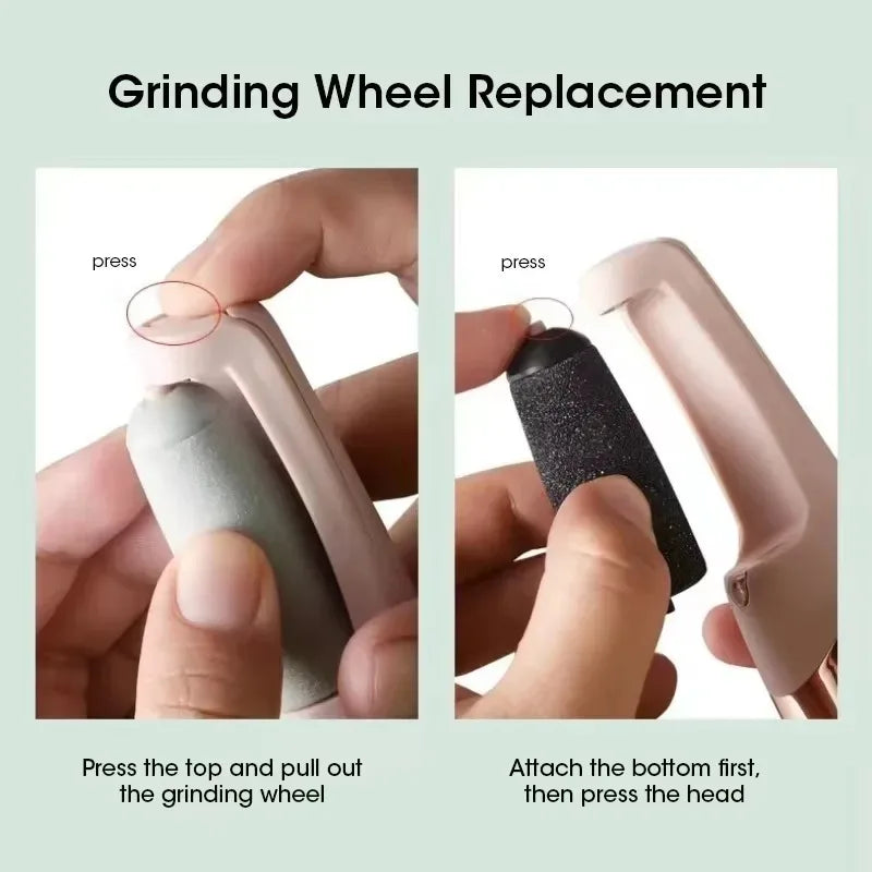 Portable USB Electric Callus Remover with 2 Removable Roller Heads - Automatic Pedicure Grinder & Dead Skin Foot File