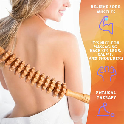 Natural Curved Wooden Massage Roller — Body Contouring, Lymphatic Drainage & Muscle Relief Tool