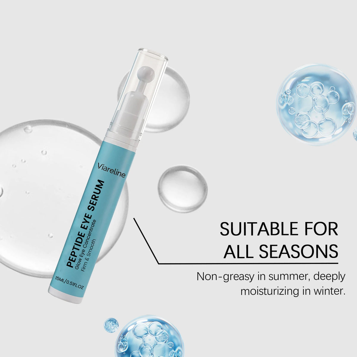 Roll-On Peptide Firming Eye Serum Smooth Fine Lines Brightening Eyes Area Reduce Dark Circles Puffiness Anti-Wrinkle Eye Essence