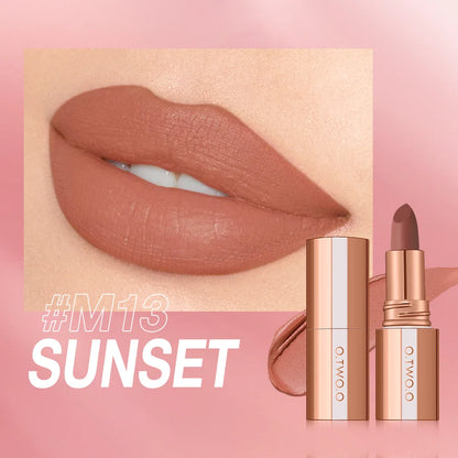 O.TWO.O Matte Lipstick — 24H Waterproof, Non-Stick & Velvet Finish in 8 Shades