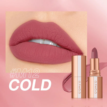 O.TWO.O Matte Lipstick — 24H Waterproof, Non-Stick & Velvet Finish in 8 Shades