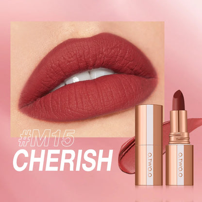 O.TWO.O Matte Lipstick — 24H Waterproof, Non-Stick & Velvet Finish in 8 Shades