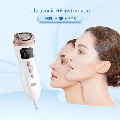 Mini HIFU Facial Lifting Device — RF, EMS & Ultrasonic Skin Tightening for Face, Chin, Neck & Eyes