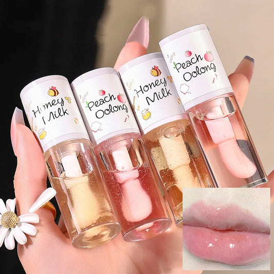 Korean Jelly Lip Gloss — Moisturising Tint with Big Lip Brush