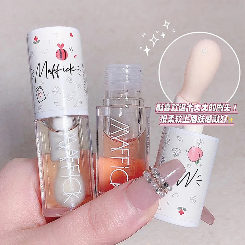Korean Jelly Lip Gloss — Moisturising Tint with Big Lip Brush