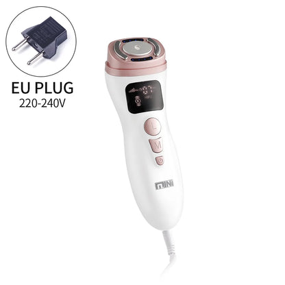 Mini HIFU Facial Lifting Device — RF, EMS & Ultrasonic Skin Tightening for Face, Chin, Neck & Eyes