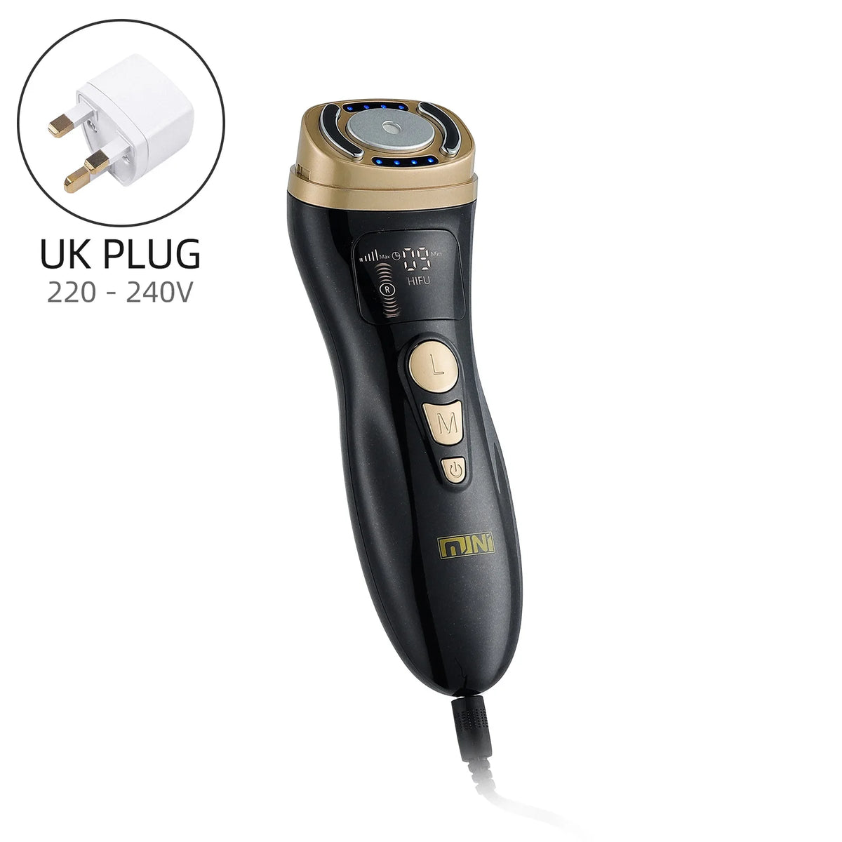 Mini HIFU Facial Lifting Device — RF, EMS & Ultrasonic Skin Tightening for Face, Chin, Neck & Eyes