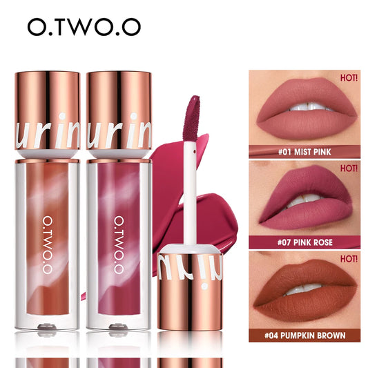 O.TWO.O Liquid Lipstick — 24H Waterproof Velvet Matte in 8 Named Shades