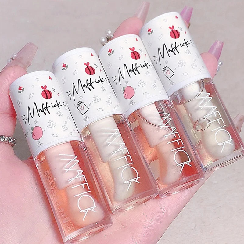 Korean Jelly Lip Gloss — Moisturising Tint with Big Lip Brush
