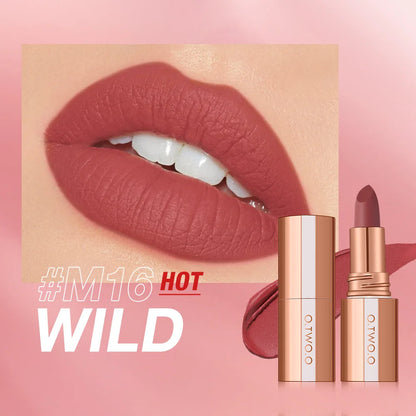 O.TWO.O Matte Lipstick — 24H Waterproof, Non-Stick & Velvet Finish in 8 Shades