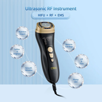Mini HIFU Facial Lifting Device — RF, EMS & Ultrasonic Skin Tightening for Face, Chin, Neck & Eyes