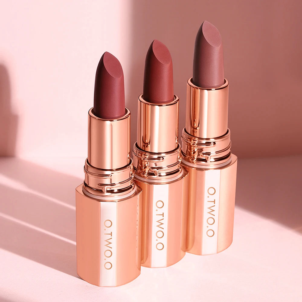 O.TWO.O Matte Lipstick — 24H Waterproof, Non-Stick & Velvet Finish in 8 Shades