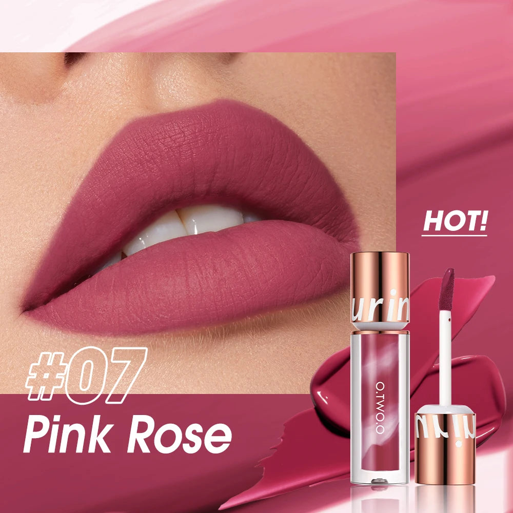 O.TWO.O Liquid Lipstick — 24H Waterproof Velvet Matte in 8 Named Shades