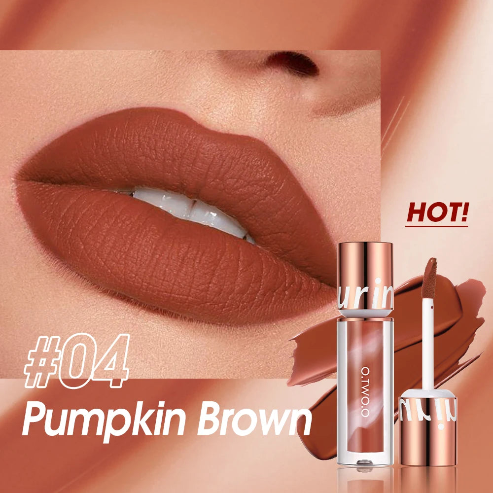 O.TWO.O Liquid Lipstick — 24H Waterproof Velvet Matte in 8 Named Shades