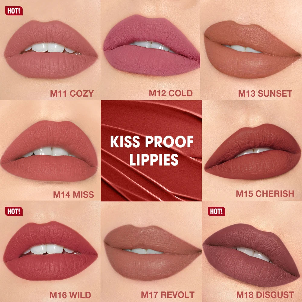 O.TWO.O Matte Lipstick — 24H Waterproof, Non-Stick & Velvet Finish in 8 Shades