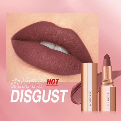 O.TWO.O Matte Lipstick — 24H Waterproof, Non-Stick & Velvet Finish in 8 Shades